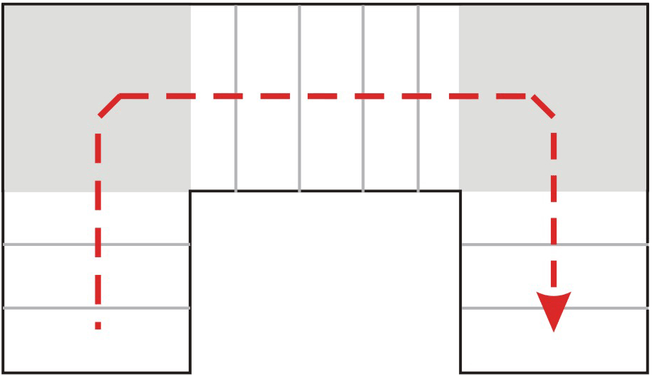 Трехмаршевая с забежными ступенями