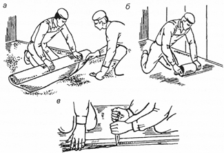 Наклеивание полотнища линолеума