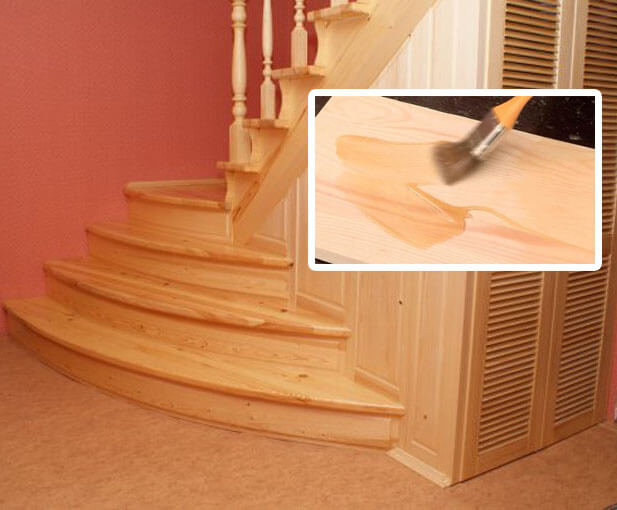 Покраска деревянных лестниц лаком