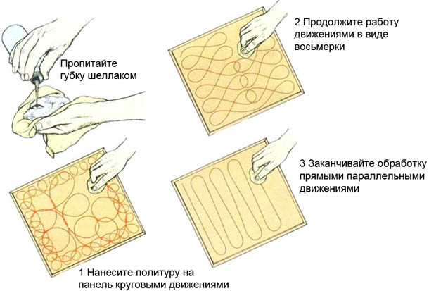 Пропитайте губку шеллаком