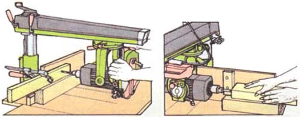 Сверление боковой грани на радиально-отрезном станке