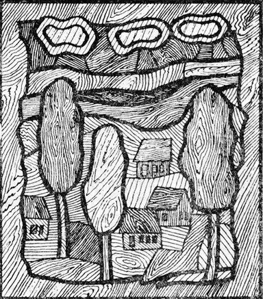 пейзаж деревянной мозаики