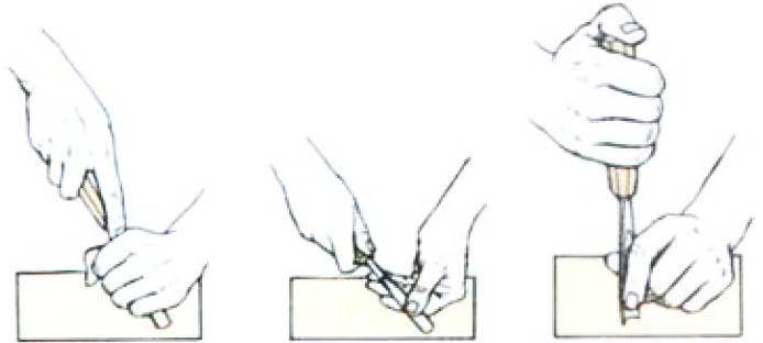 Работа инструментом при резке древесины
