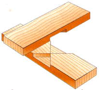 Сборка вполдерева с крестообразной зарубкой