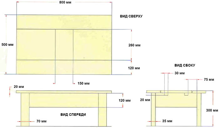 Схема сборки журнального столика для дома и дачи