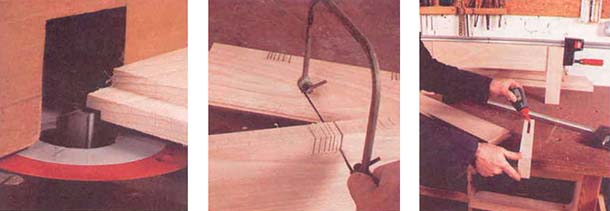 Шипы выпиливают на столе для фрезера